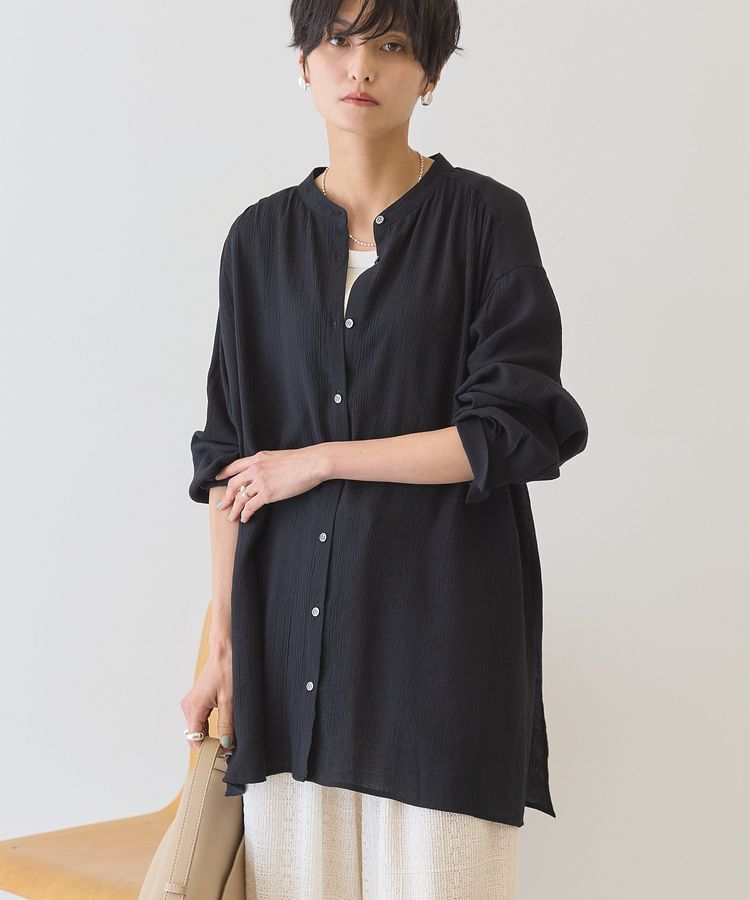 AMERICAN HOLIC「楊柳バンドカラーシャツ」|シャツ・ブラウス|Black
