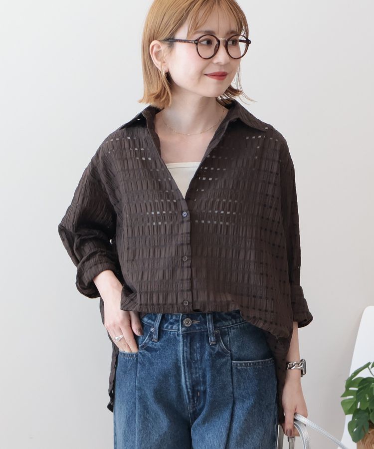 AMERICAN HOLIC「シアーチェックシャツ」|シャツ・ブラウス|Brown