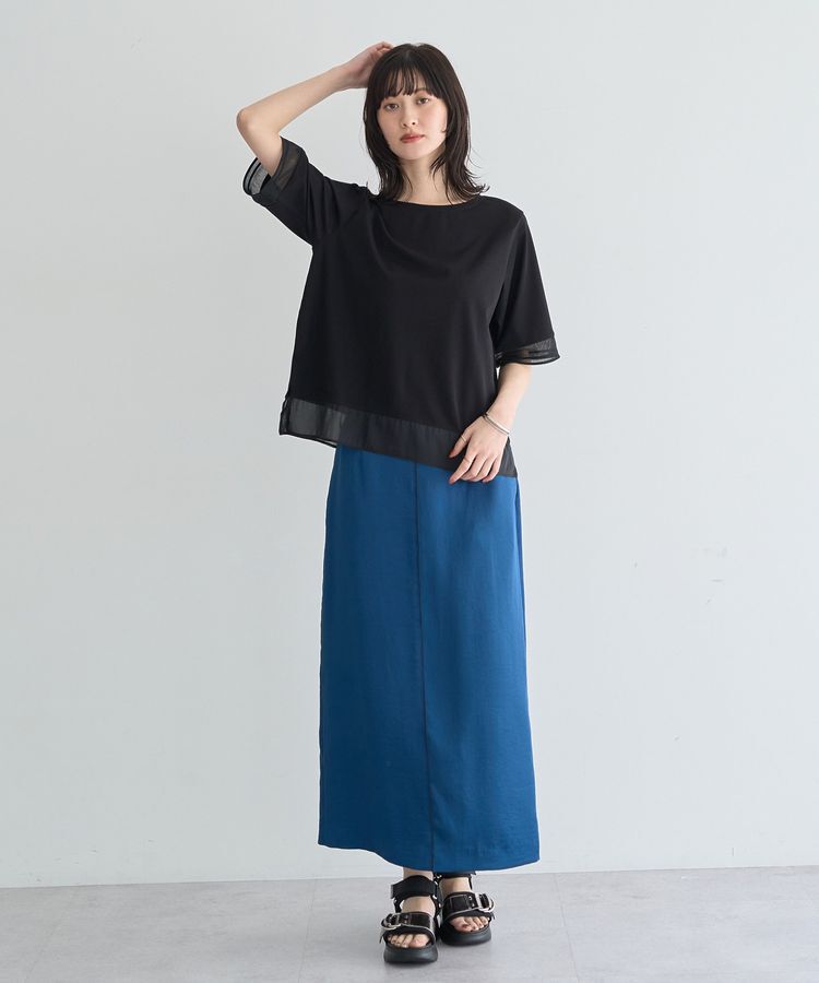 YECCA VECCA「シャイニーツイルナロースカート」|タイト|