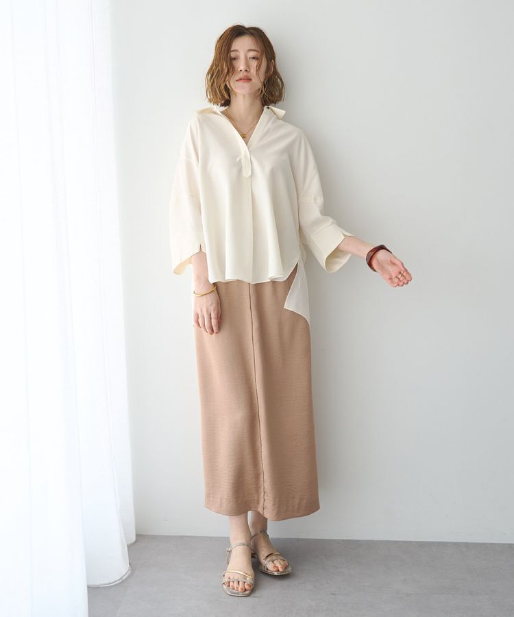 YECCA VECCA「シャイニーツイルナロースカート」|タイト|