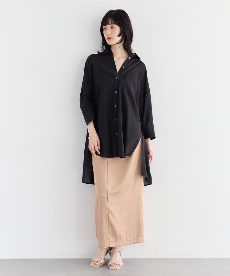 YECCA VECCA「シャイニーツイルナロースカート」|タイト|