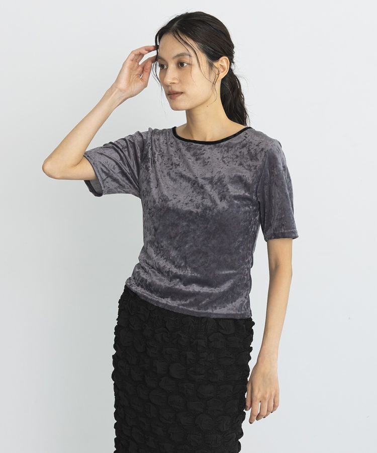 GARAGE OF GOOD CLOTHING「バックオープン配色ベロアプルオーバー」|Tシャツ・カットソー|