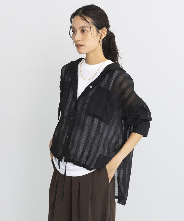 GARAGE OF GOOD CLOTHING「シアーチェックフード付きブラウス」|シャツ・ブラウス|
