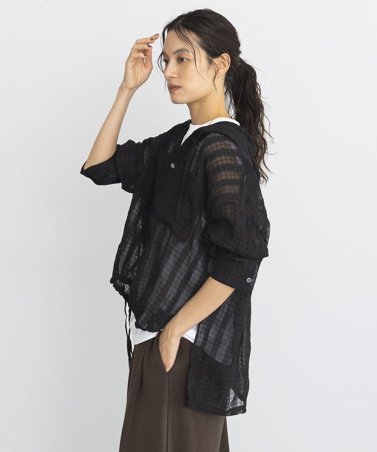 GARAGE OF GOOD CLOTHING「シアーチェックフード付きブラウス」|シャツ・ブラウス|