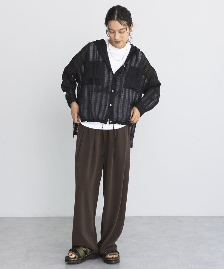 GARAGE OF GOOD CLOTHING「シアーチェックフード付きブラウス」|シャツ・ブラウス|