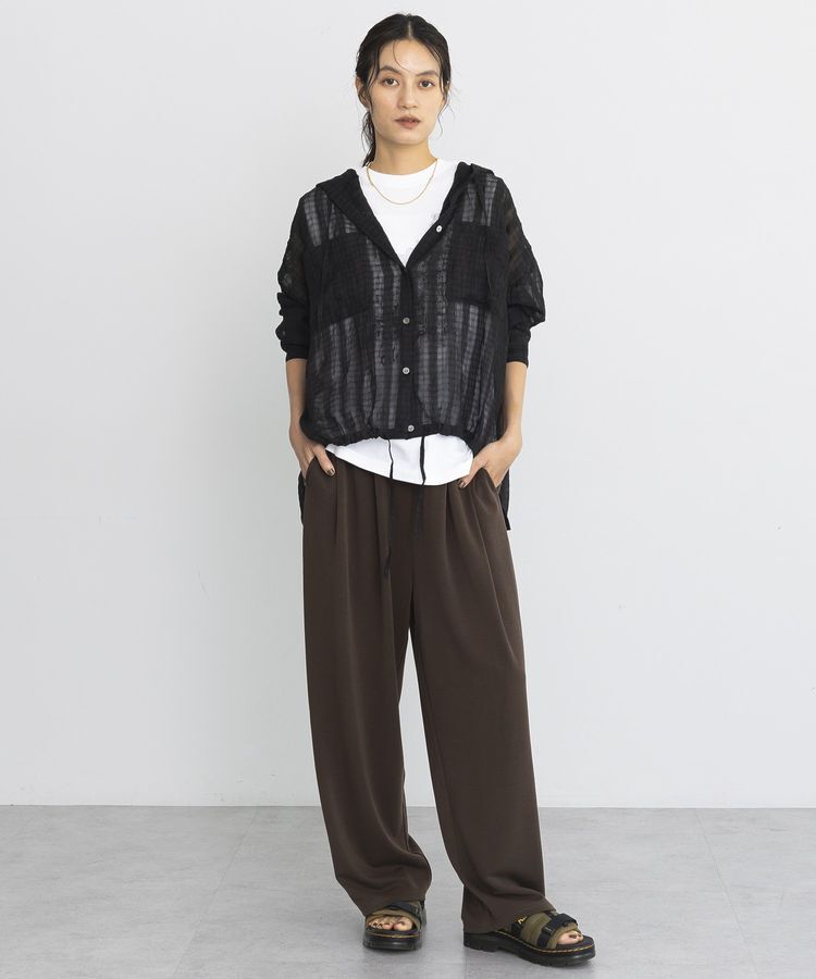 GARAGE OF GOOD CLOTHING「シアーチェックフード付きブラウス」|シャツ・ブラウス|
