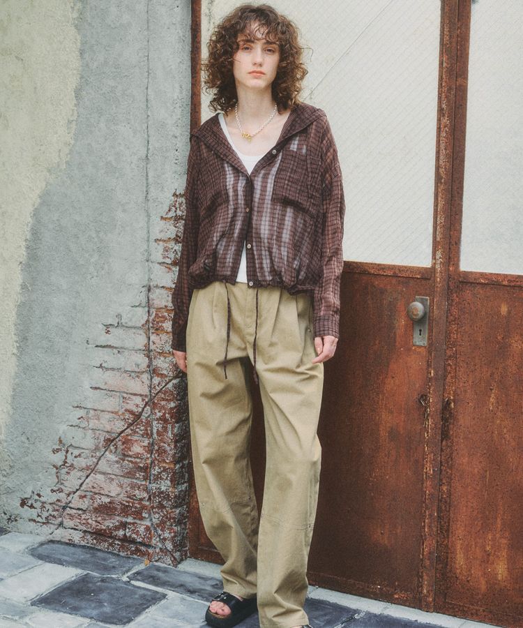 GARAGE OF GOOD CLOTHING「シアーチェックフード付きブラウス」|シャツ・ブラウス|