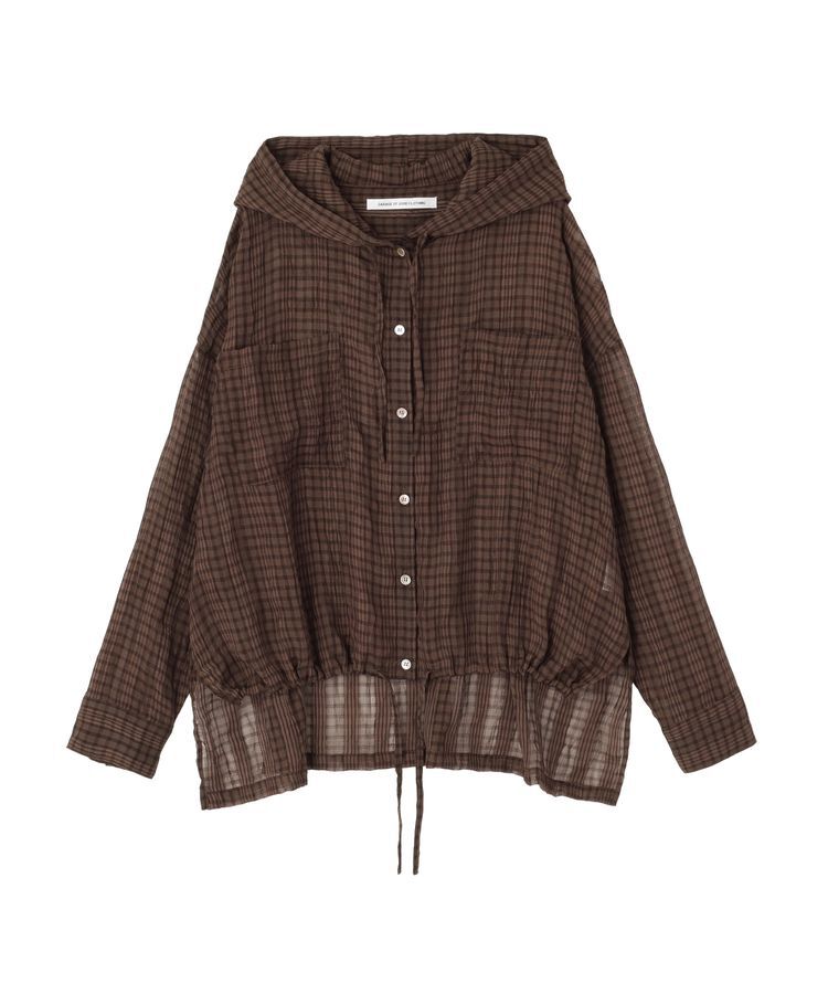 GARAGE OF GOOD CLOTHING「シアーチェックフード付きブラウス」|シャツ・ブラウス|