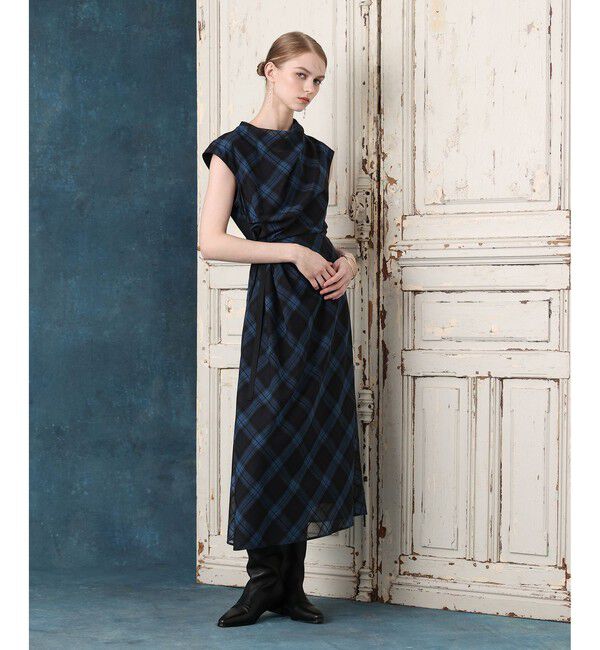 LOULOU WILLOUGHBY「ドレープチェックワンピース」|ワンピース|