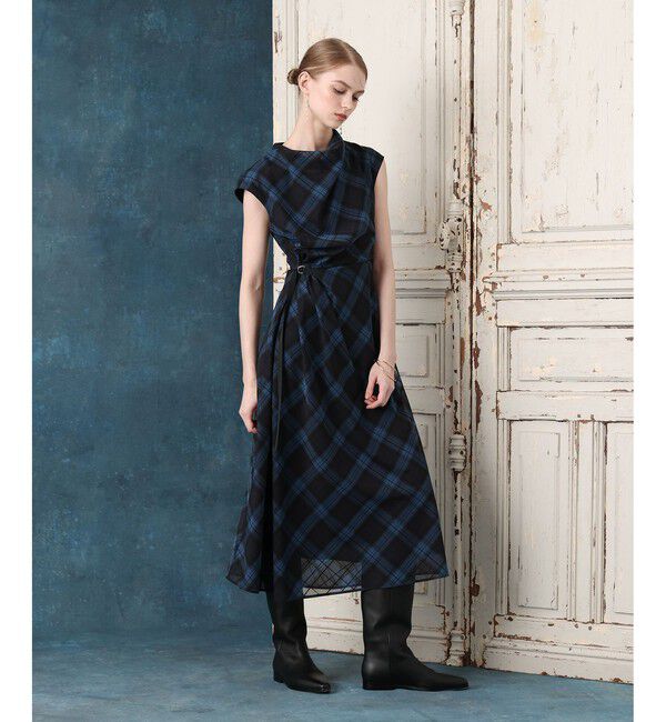 LOULOU WILLOUGHBY「ドレープチェックワンピース」|ワンピース|