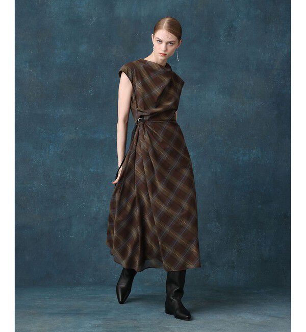 LOULOU WILLOUGHBY「ドレープチェックワンピース」|ワンピース|