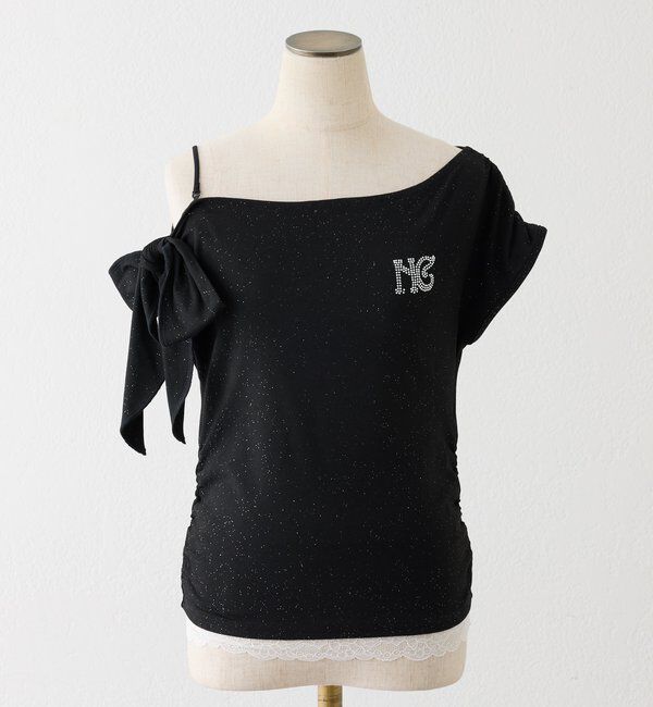  「ワンショルリボンロゴトップス」|プルオーバー|