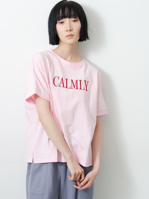 Samansa Mos2「◇【接触冷感/UVカット】アソート刺繍Tシャツ」|ニット・セーター|ピンク