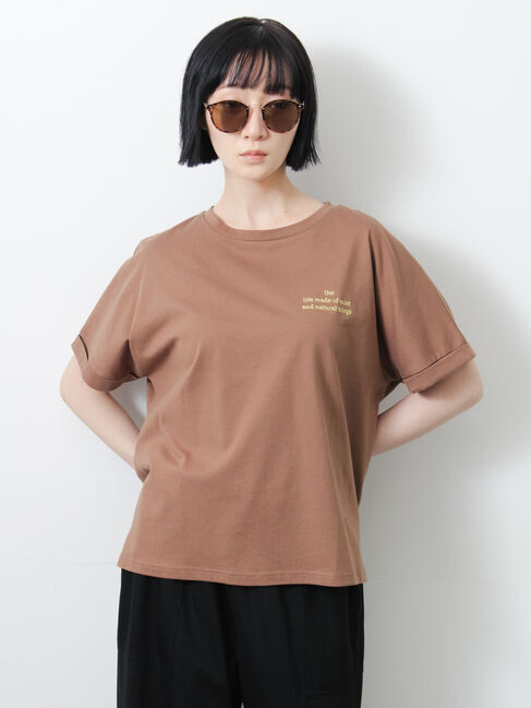 Samansa Mos2「◇【接触冷感/UVカット】アソート刺繍Tシャツ」|ニット・セーター|ブラウン