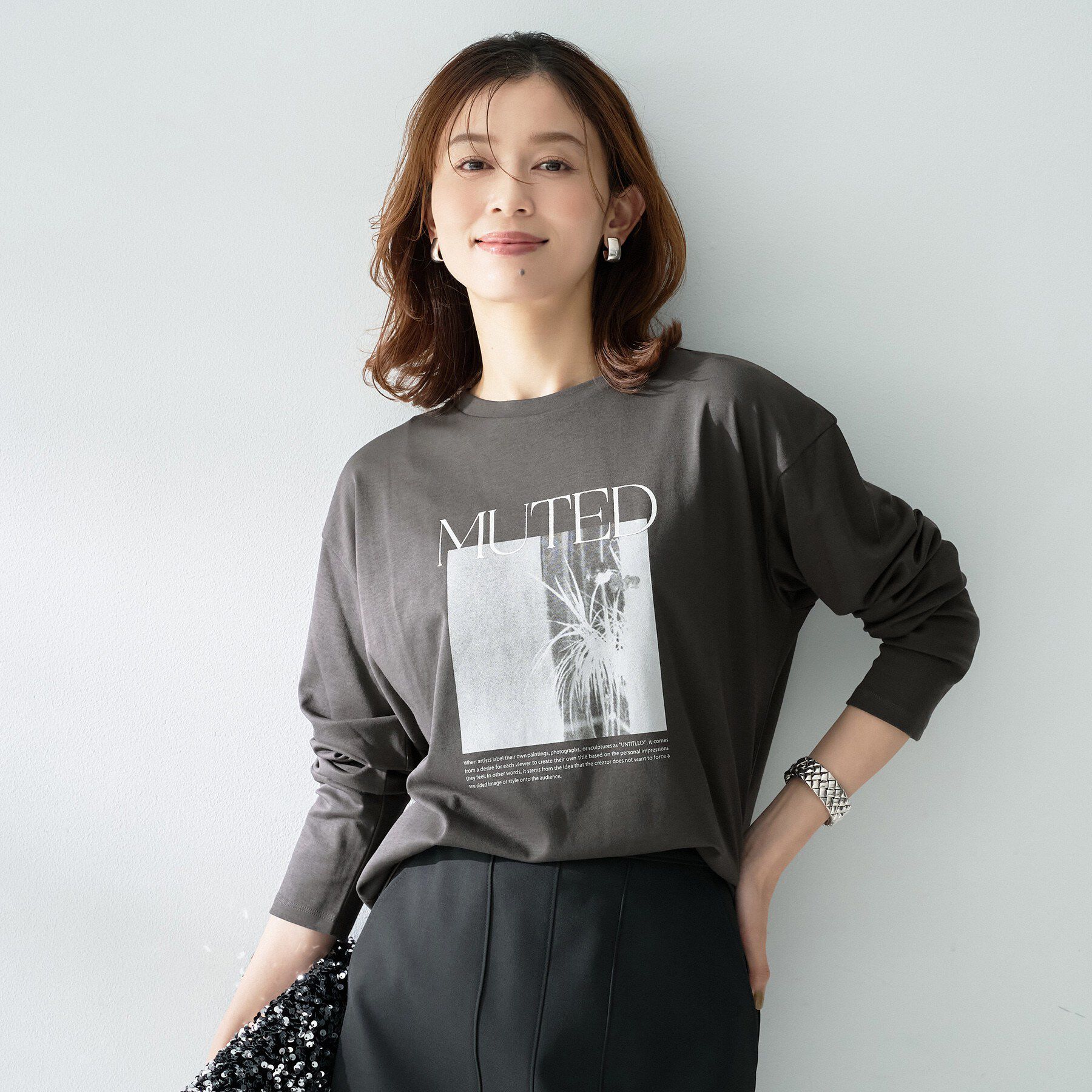 UNTITLED「フォトグラフィックロンT」|Tシャツ・カットソー|チャコールグレー(1