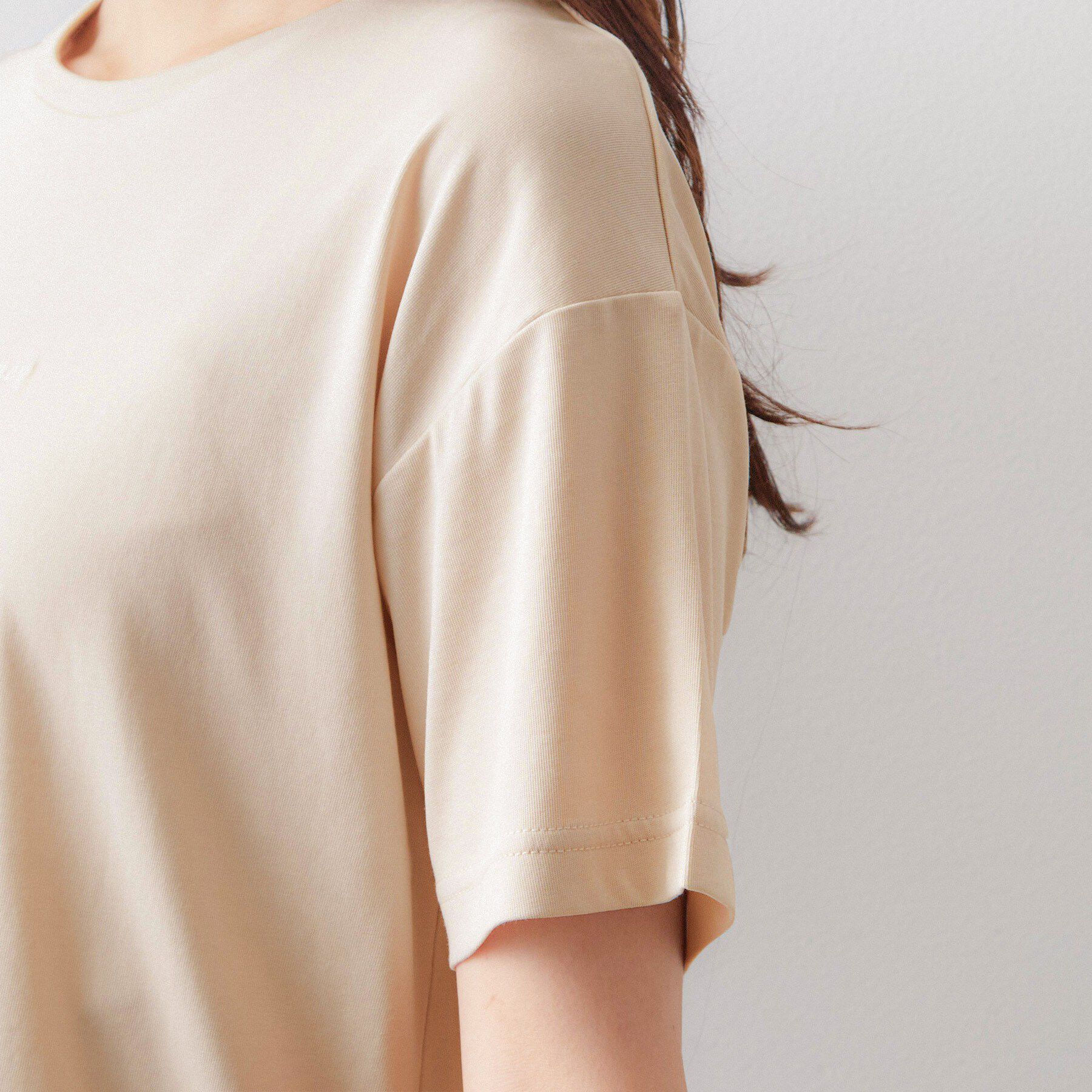 index「【接触冷感／UV】刺繍ロゴ裾レースTシャツ《洗濯機OK》」|Tシャツ・カットソー|