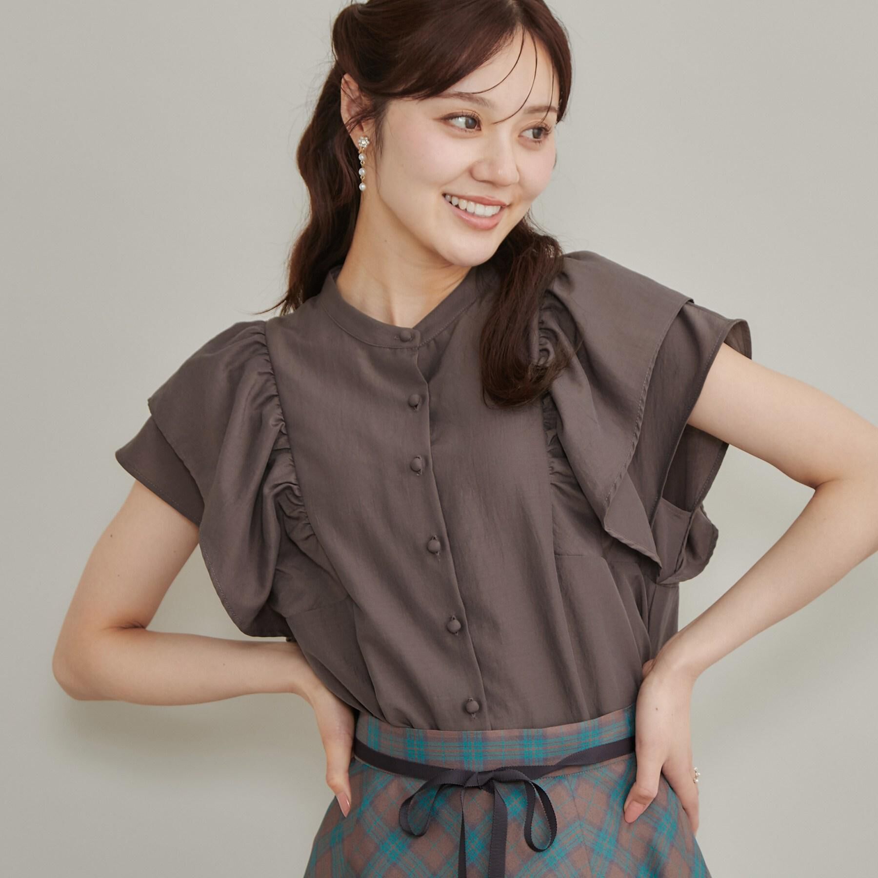 Couture broach「【さらっと軽い】ラッフルスリーブ ブラウス【洗濯機可】」|シャツ・ブラウス|