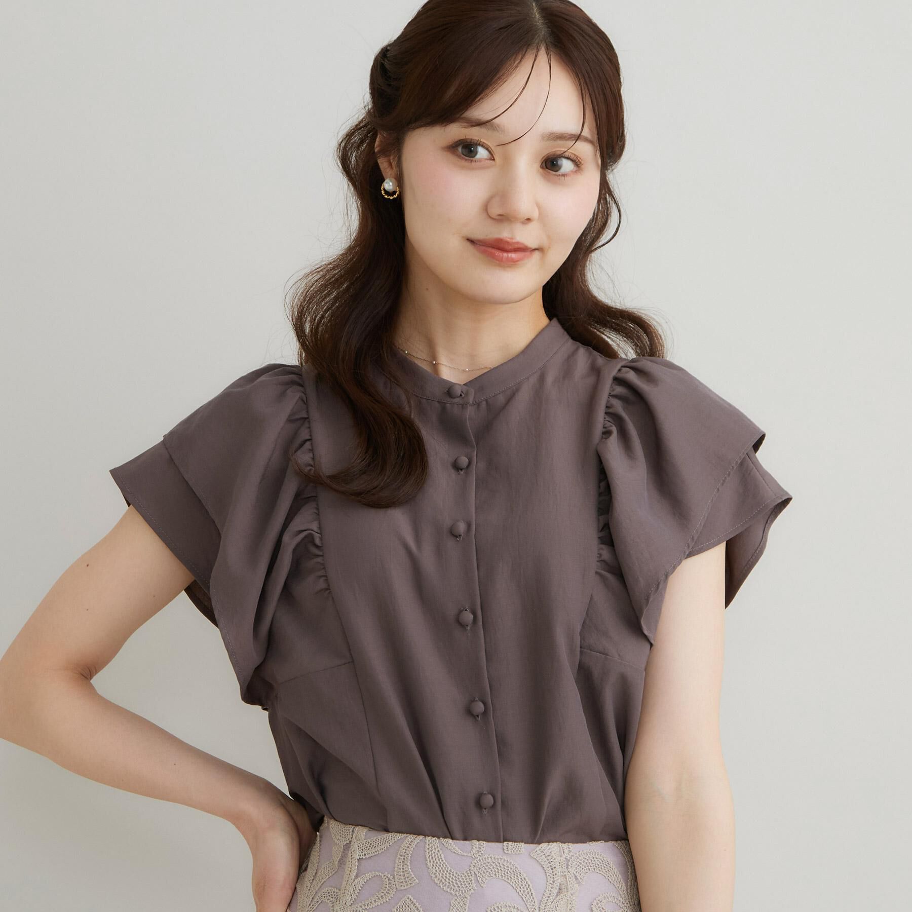 Couture broach「【さらっと軽い】ラッフルスリーブ ブラウス【洗濯機可】」|シャツ・ブラウス|