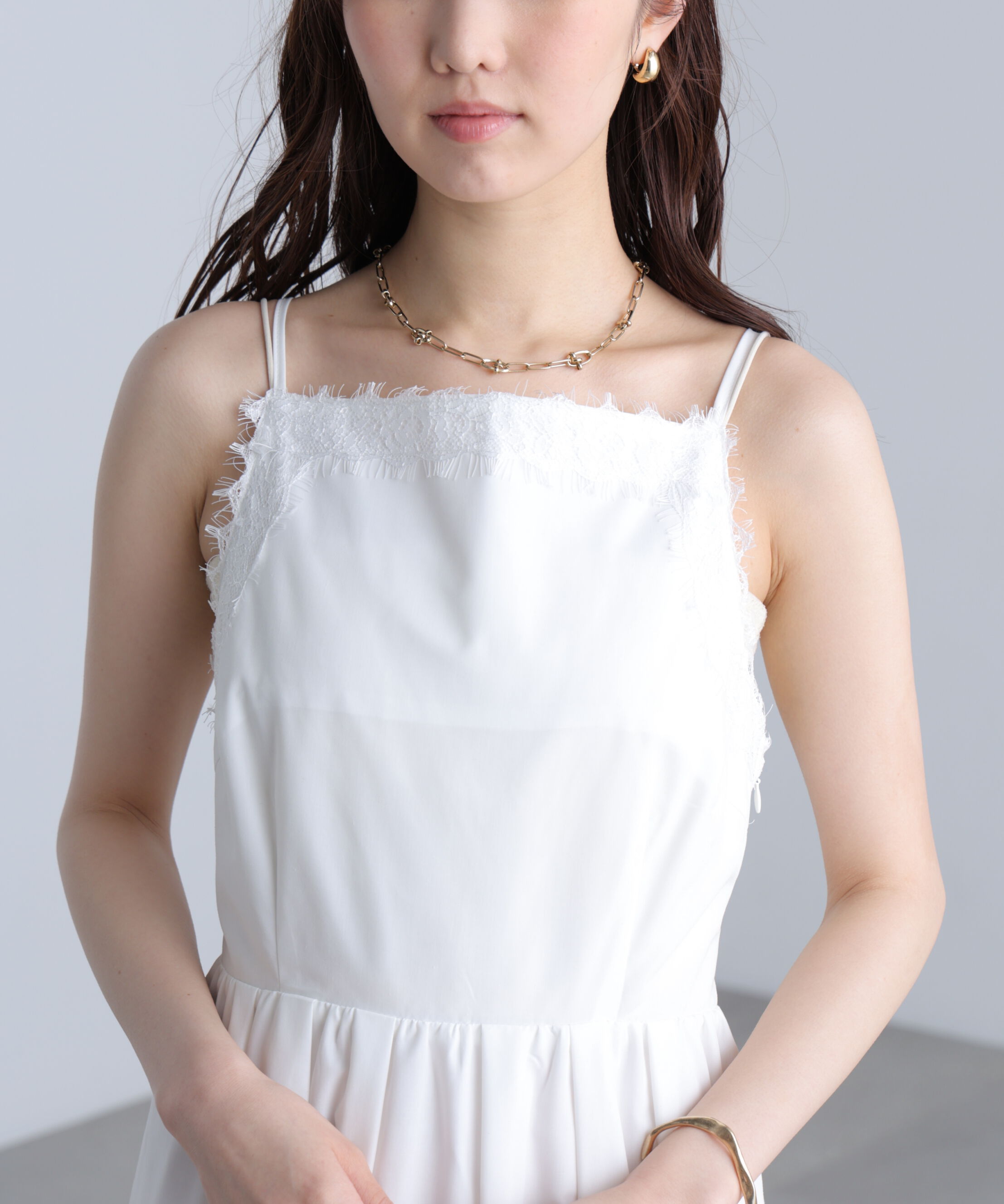  「レーストリムリボンキャミワンピース〈MFM〉」|ワンピース|