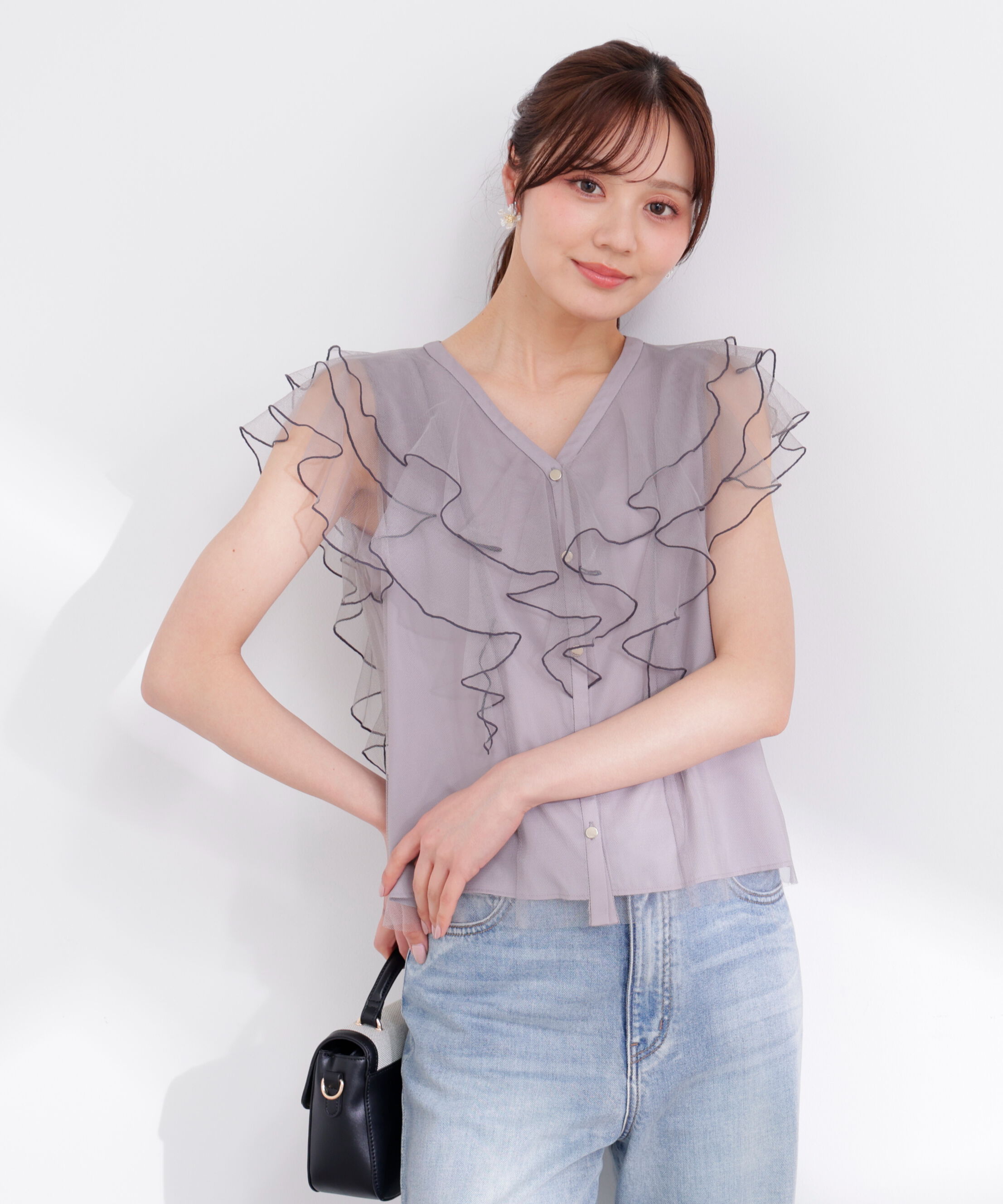 PROPORTION BODY DRESSING「チュールラッフルブラウス 26SS」|シャツ・ブラウス|