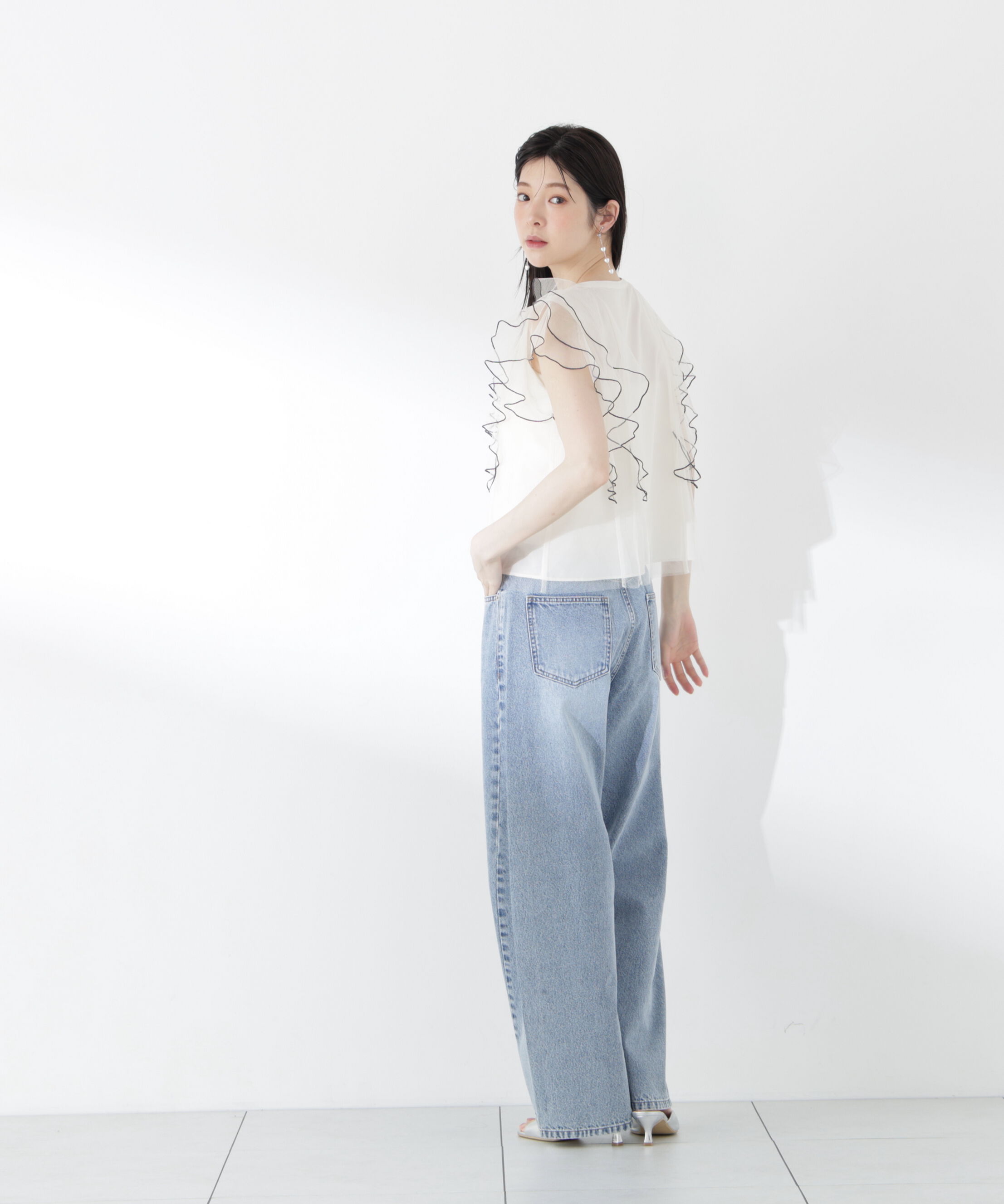 PROPORTION BODY DRESSING「チュールラッフルブラウス 26SS」|シャツ・ブラウス|