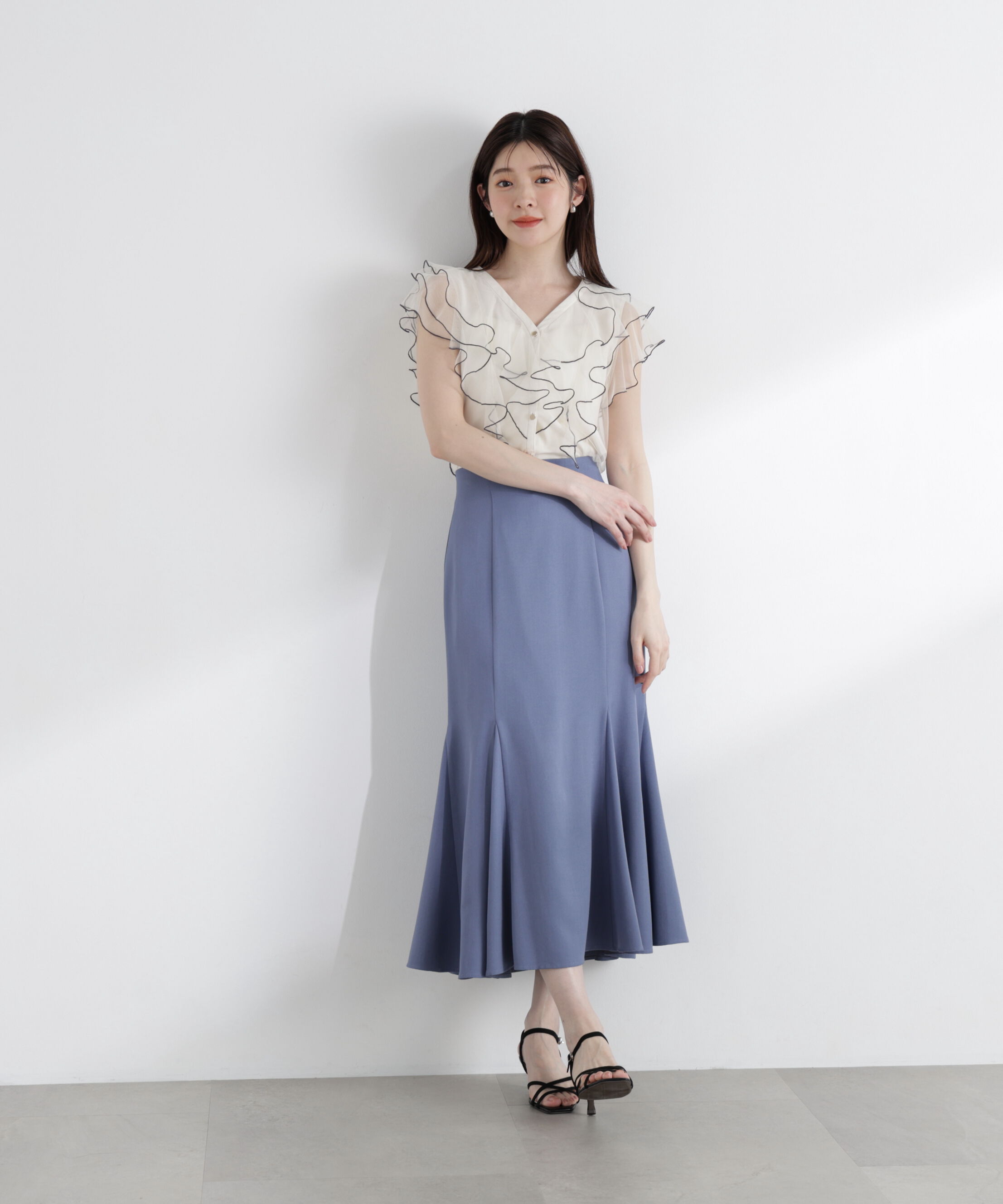 PROPORTION BODY DRESSING「チュールラッフルブラウス 26SS」|シャツ・ブラウス|