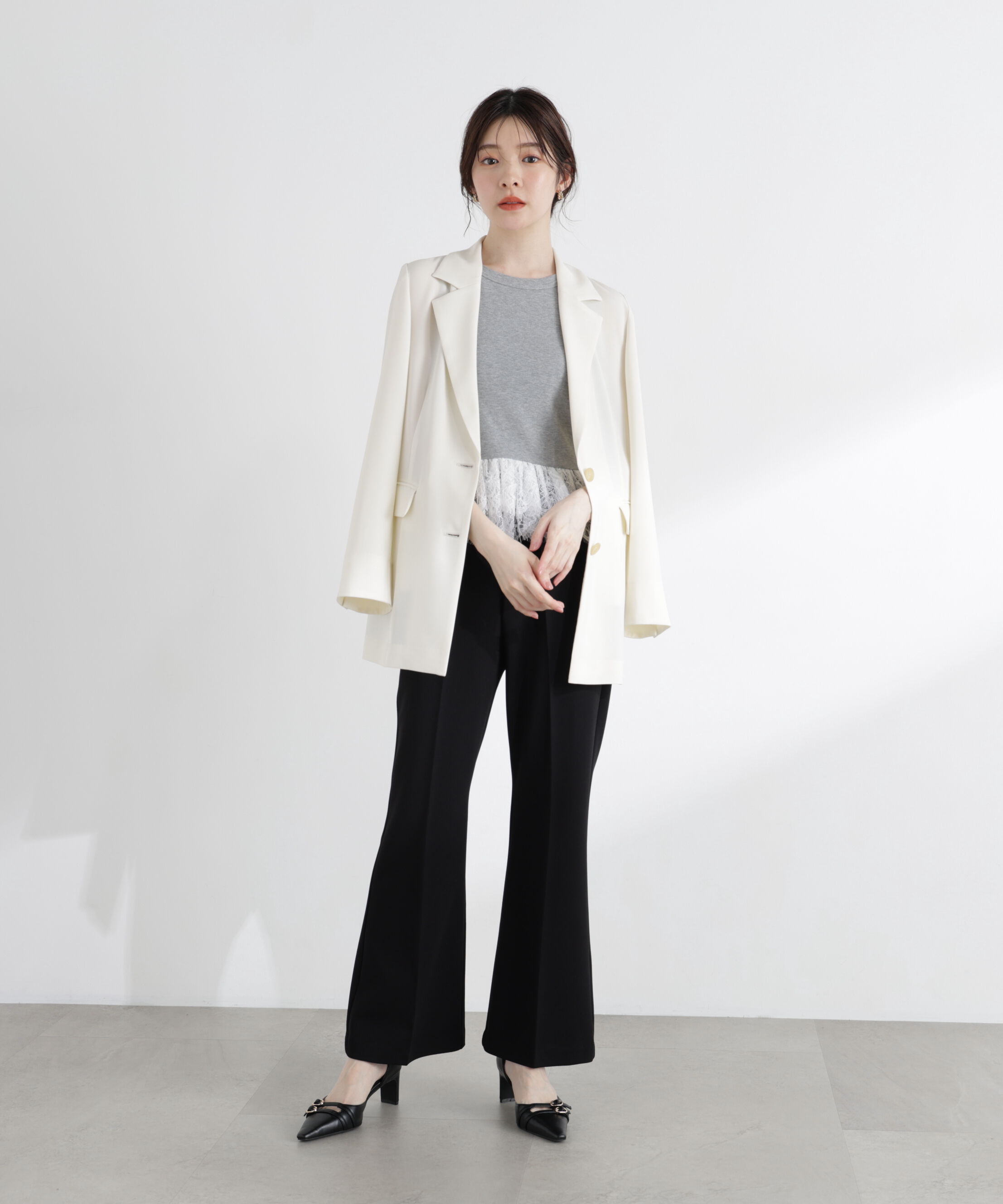 PROPORTION BODY DRESSING「＜中川紅葉さん着用＞〈a/mie〉レースペプラムタンク」|Tシャツ・カットソー|