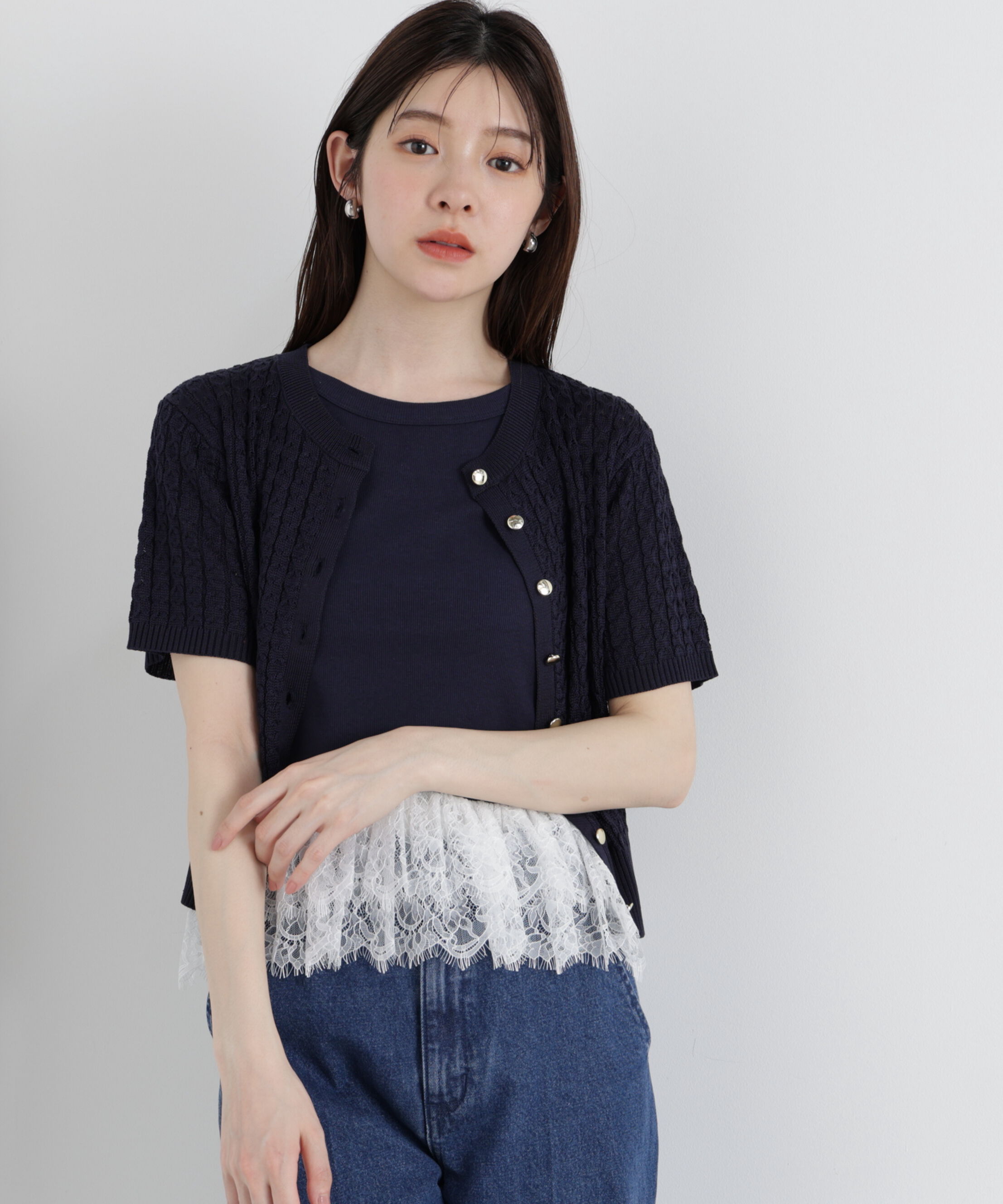 PROPORTION BODY DRESSING「＜中川紅葉さん着用＞〈a/mie〉レースペプラムタンク」|Tシャツ・カットソー|