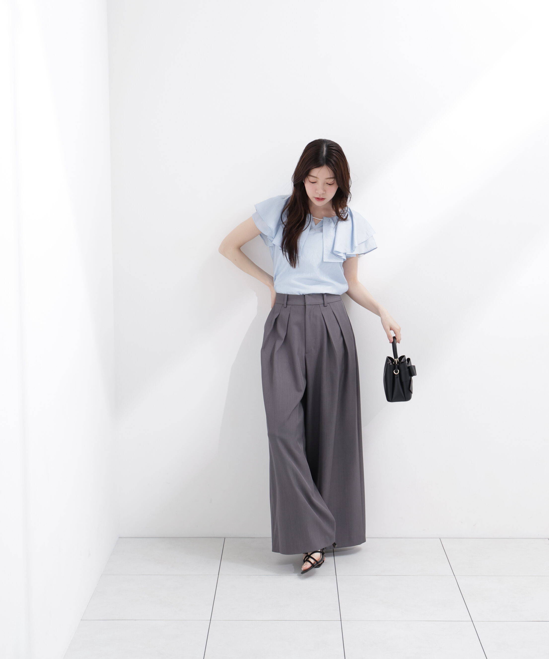 PROPORTION BODY DRESSING「パール付きラッフルブラウス」|シャツ・ブラウス|