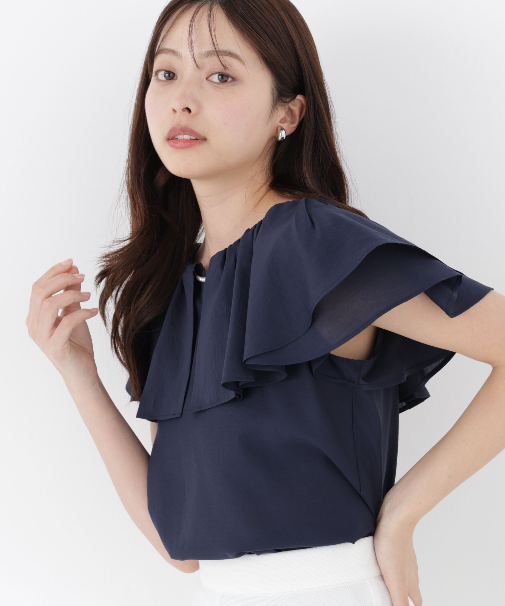 PROPORTION BODY DRESSING「パール付きラッフルブラウス」|シャツ・ブラウス|