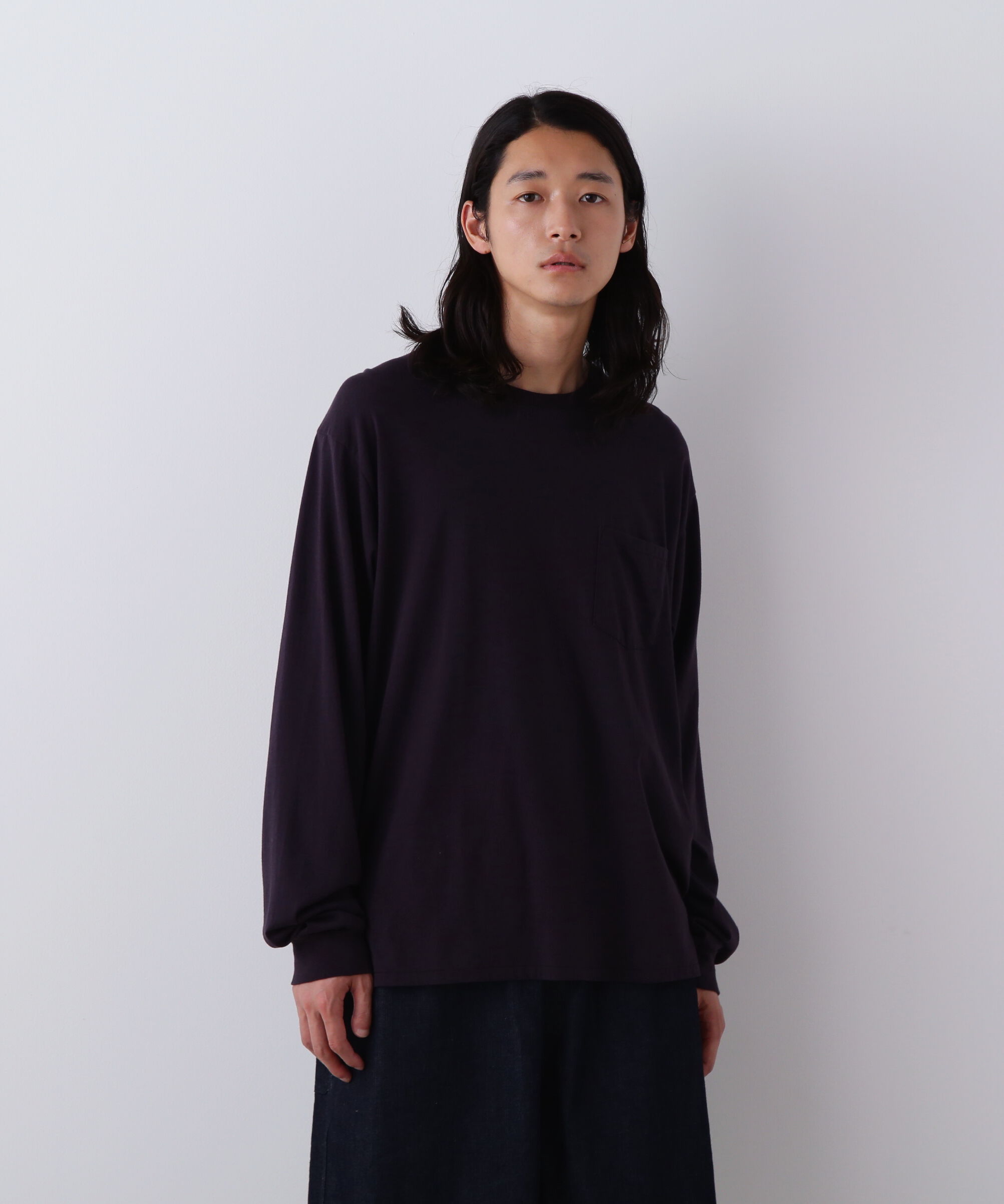 YLEVE 「Ｙ / SOFT ORGANIC COTTON JERSEY LONG SLEEVE T-SHIRT」|Tシャツ・カットソー|ネイビー