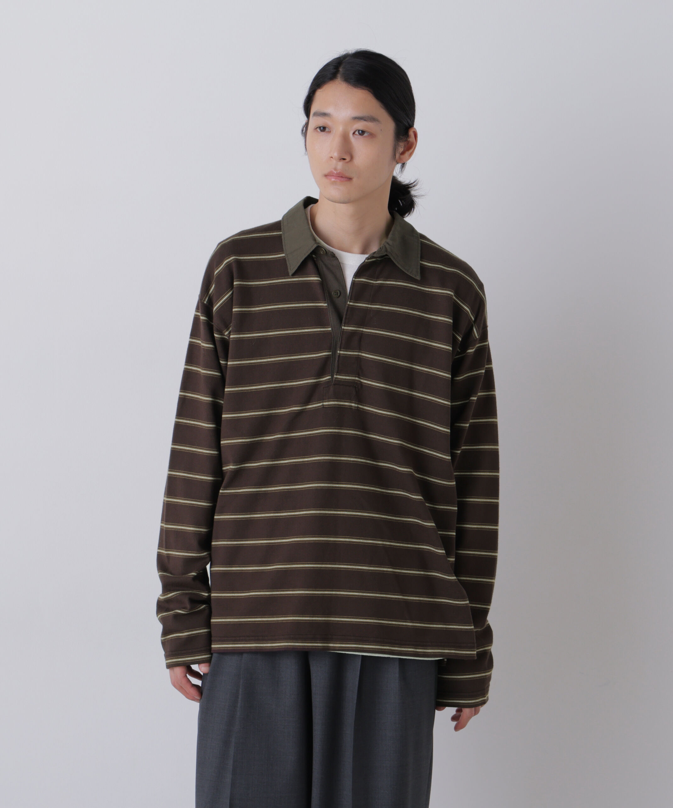 YLEVE 「YLEVE / HEAVYWEIGHT SOFT JERSEY BORDER RUGGER SHIRT」|Tシャツ・カットソー|WINE