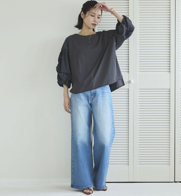 Doux archives「【接触冷感／イージーケア】タックデザイントップス／」|Tシャツ・カットソー|