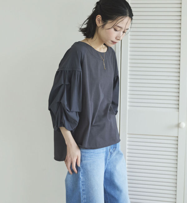 Doux archives「【接触冷感／イージーケア】タックデザイントップス／」|Tシャツ・カットソー|