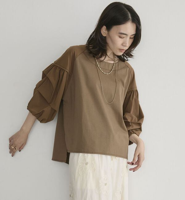 Doux archives「【接触冷感／イージーケア】タックデザイントップス／」|Tシャツ・カットソー|