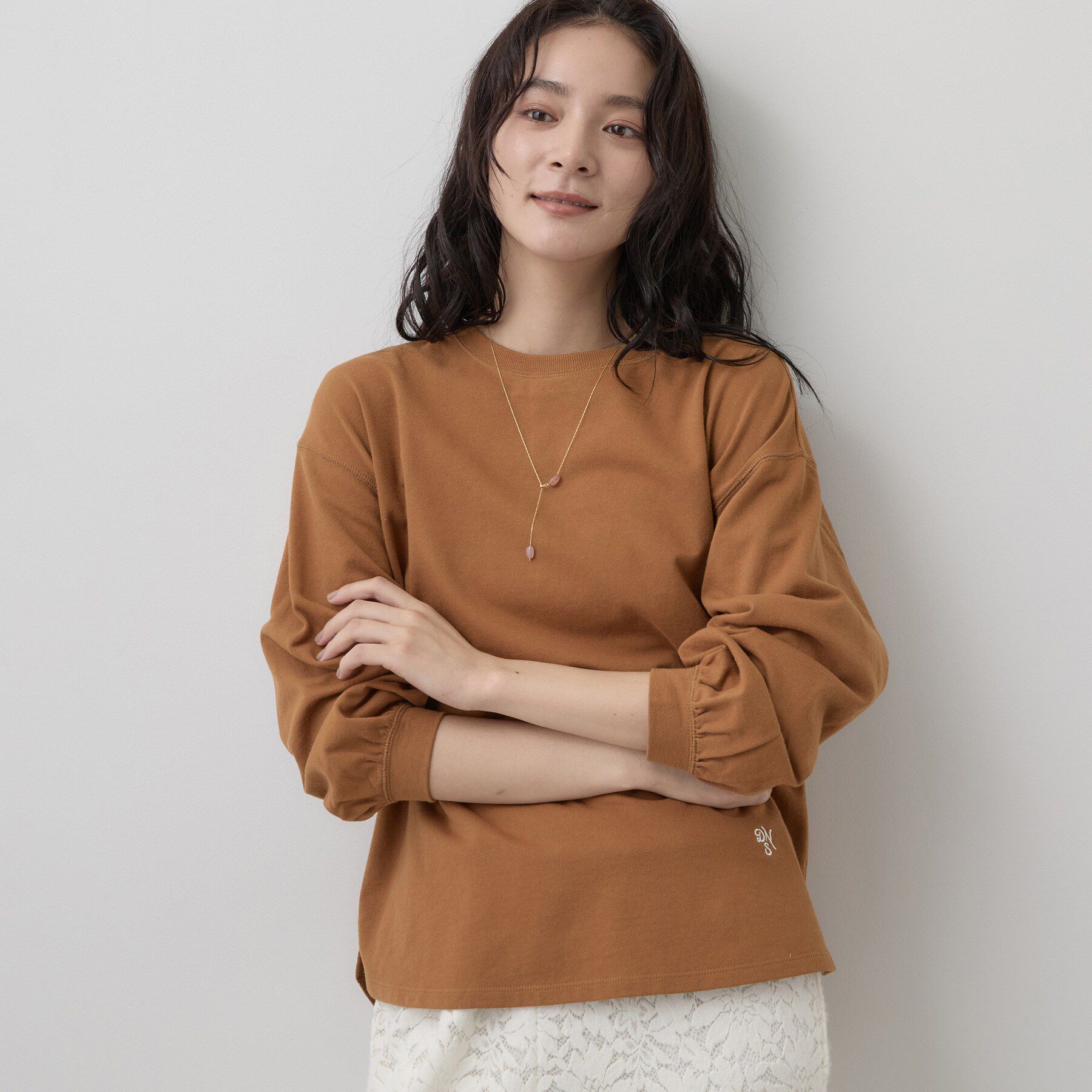 Dessin「バックヘンリーカットソー長袖」|Tシャツ・カットソー|キャメルブラウン(0