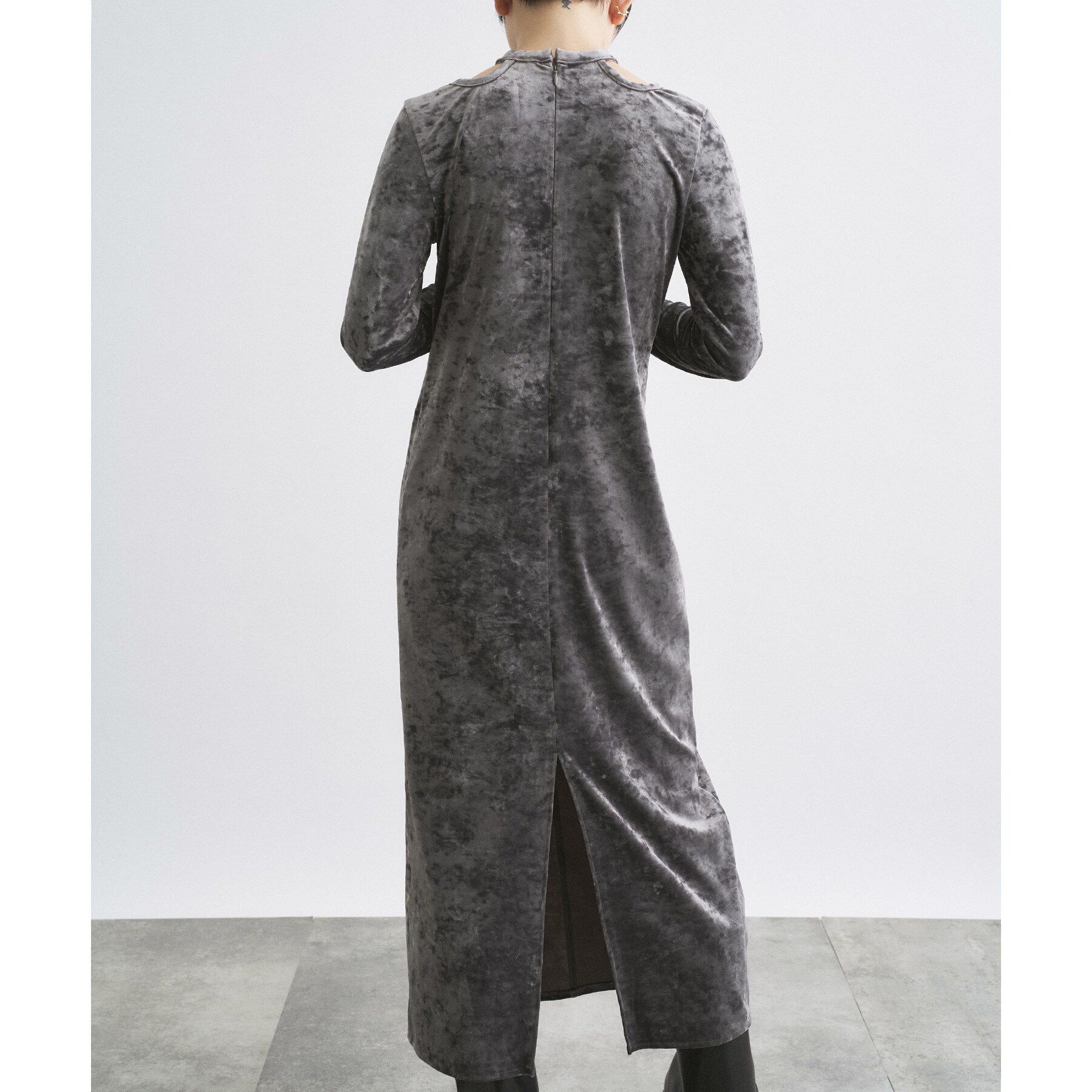 CODE A「【ReRe】neck point velour dress」|ワンピース|
