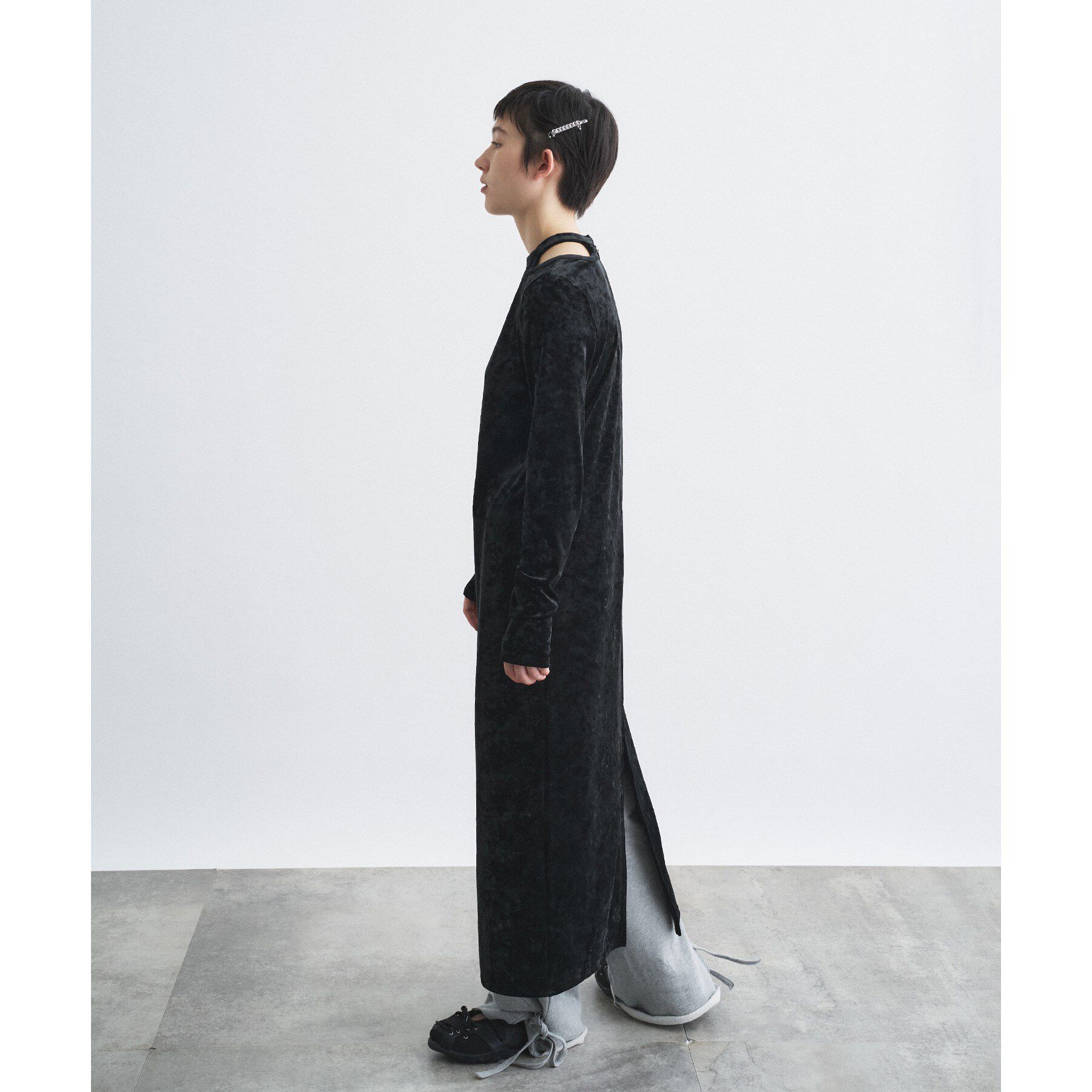 CODE A「【ReRe】neck point velour dress」|ワンピース|