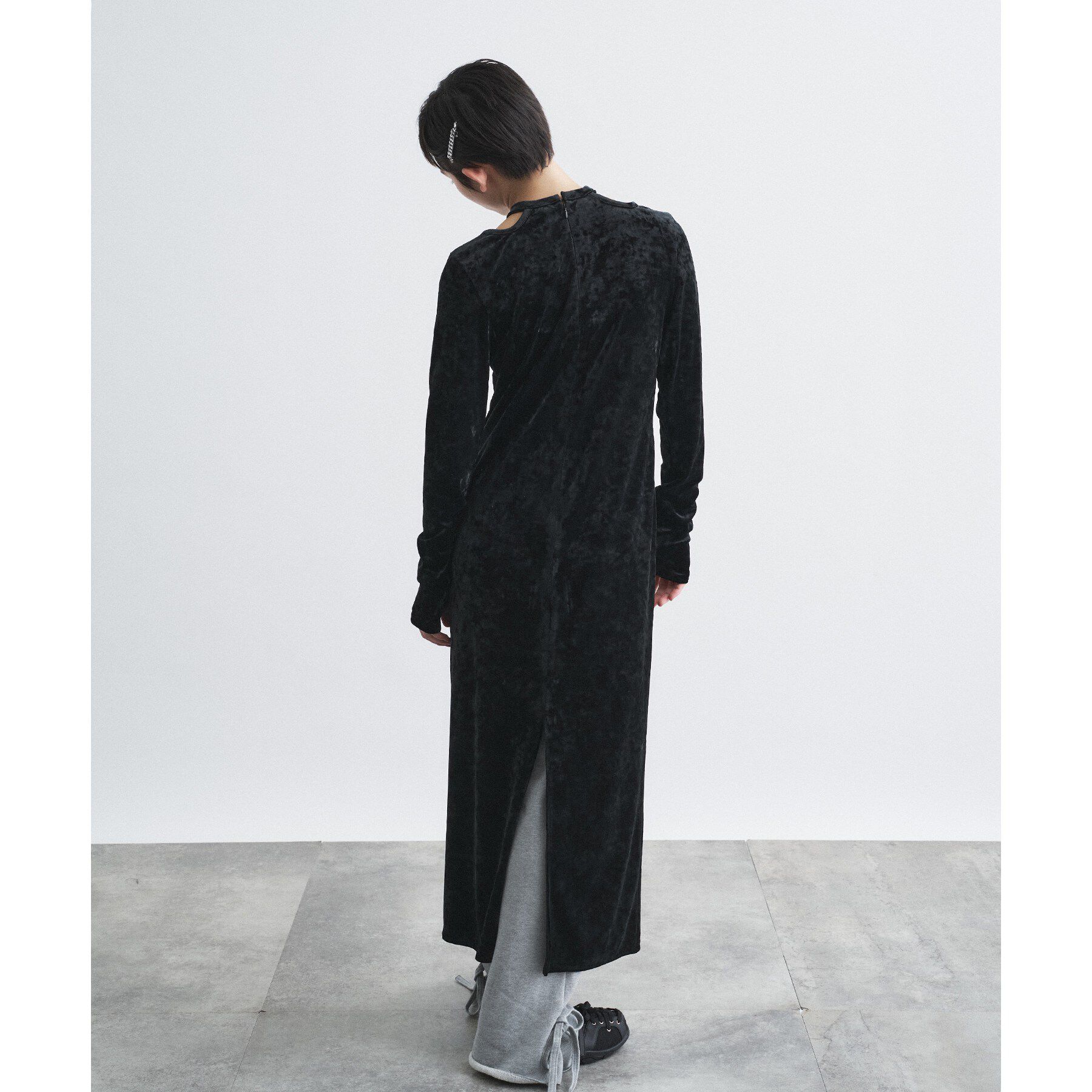 CODE A「【ReRe】neck point velour dress」|ワンピース|