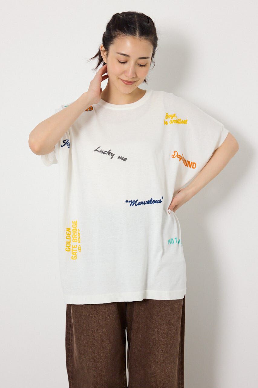 RODEO CROWNS「G.V embroideryニットトップス」|ニット・セーター|O/WHT1