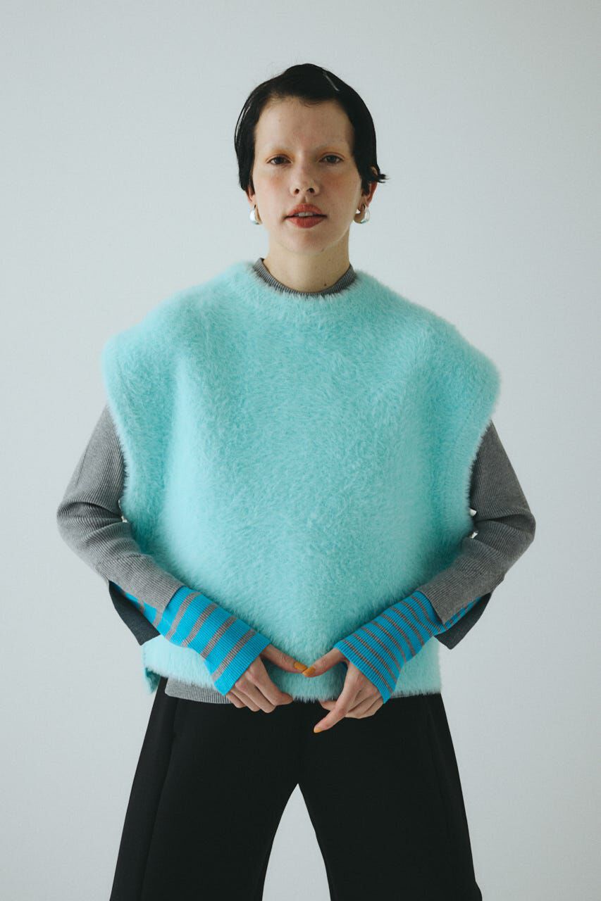 HeRIN.CYE「Shaggy knit vest」|ニット・セーター|L/BLU1
