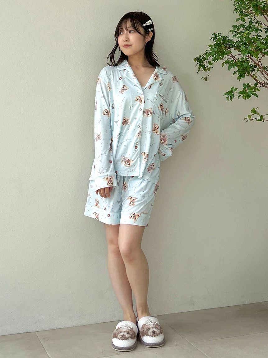 SNIDEL HOME「【WEB限定】【セット商品】DOG開襟シャツ＆カットショートパンツSET」|ルームウェア|