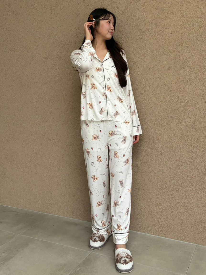 SNIDEL HOME「【WEB限定】【セット商品】DOG開襟シャツ＆カットロングパンツSET」|ルームウェア|