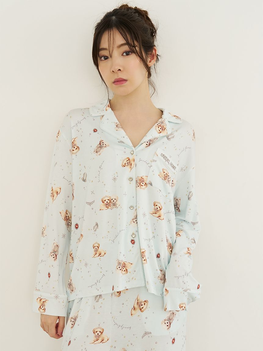 SNIDEL HOME「【WEB限定】【セット商品】DOG開襟シャツ＆カットロングパンツSET」|ルームウェア|