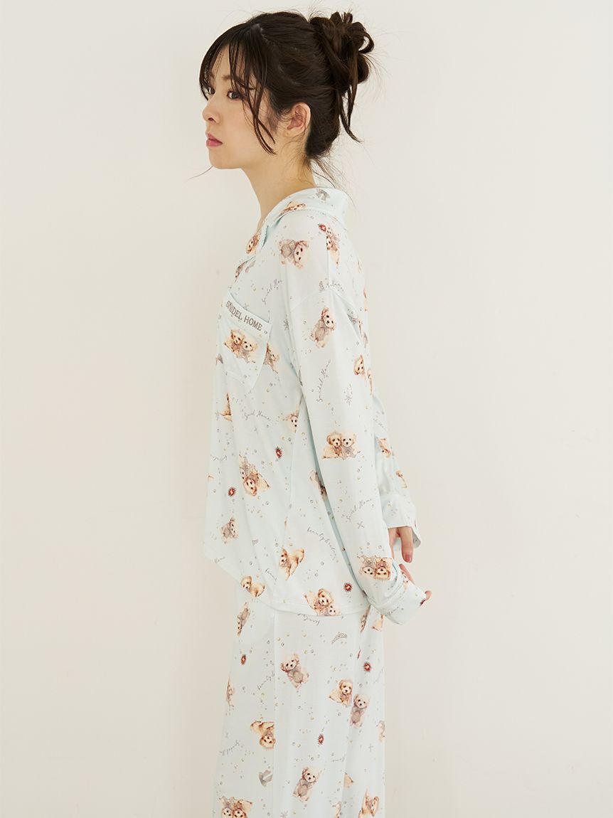 SNIDEL HOME「【WEB限定】【セット商品】DOG開襟シャツ＆カットロングパンツSET」|ルームウェア|