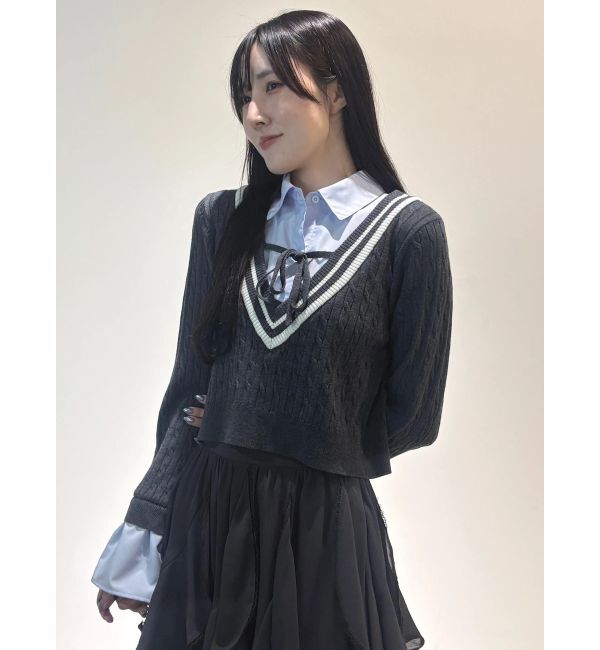 MERCURYDUO「シャツドッキングチルデンニット」|ニット・セーター|