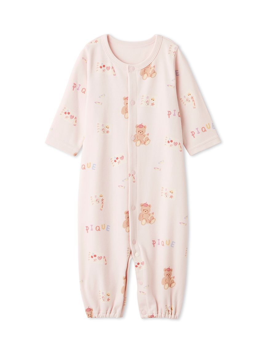 GELATO PIQUE KIDS & BABY「【新生児】ドローイングベア柄2WAYオール」|ロンパース|PNK