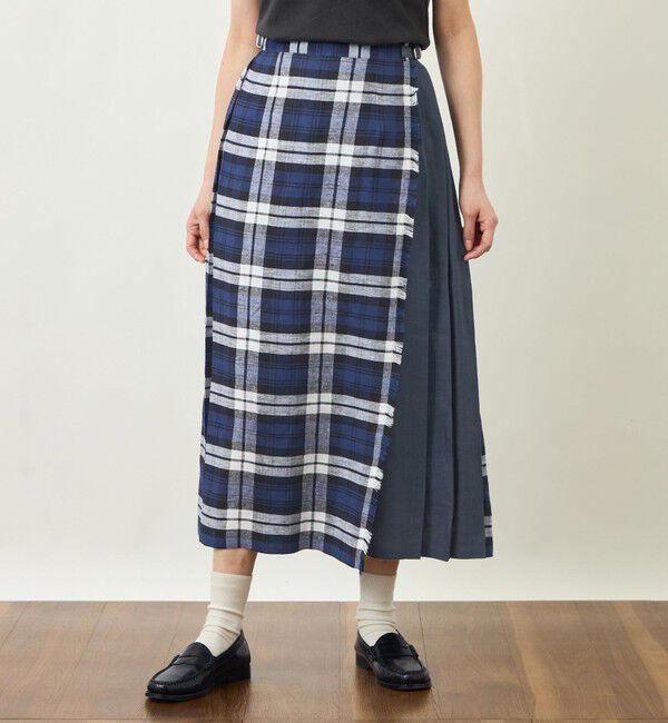 MACKINTOSH PHILOSOPHY「GREY LABEL O'NEIL OF DUBLIN リネンキルトスカート」|スカート|ネイビー