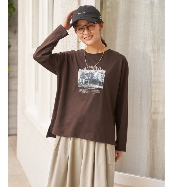 ikka「ロゴフォトプリントロンT」|Tシャツ・カットソー|
