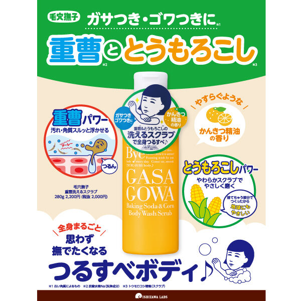  「毛穴撫子 重曹洗えるスクラブ かんきつ精油の香り (280g)」|ボディクレンジング|